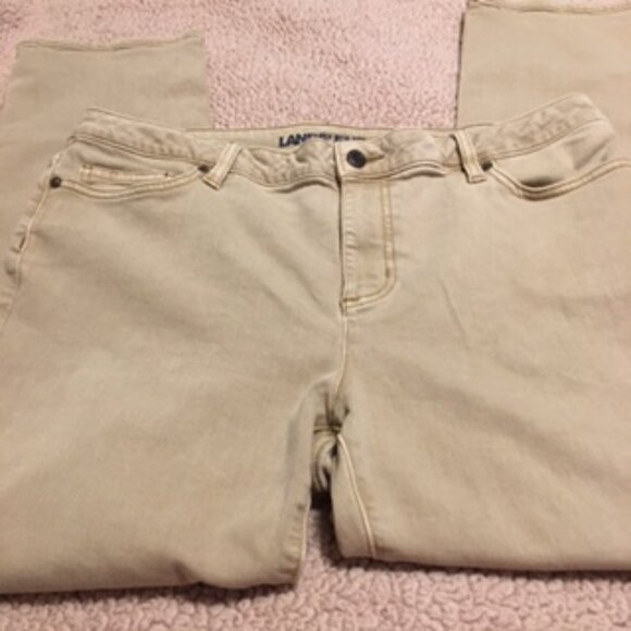 Lands' End Size 16 Petite Stretch Jeans Light Tan - Picture 8 of 10